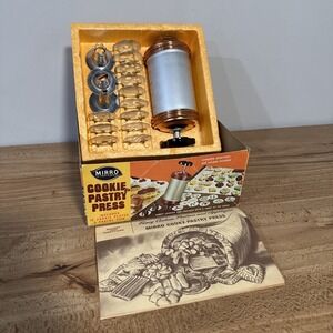 VTG Copper Mirro 15 Piece Cookie Pastry Press Set USA + Manual Recipes Complete